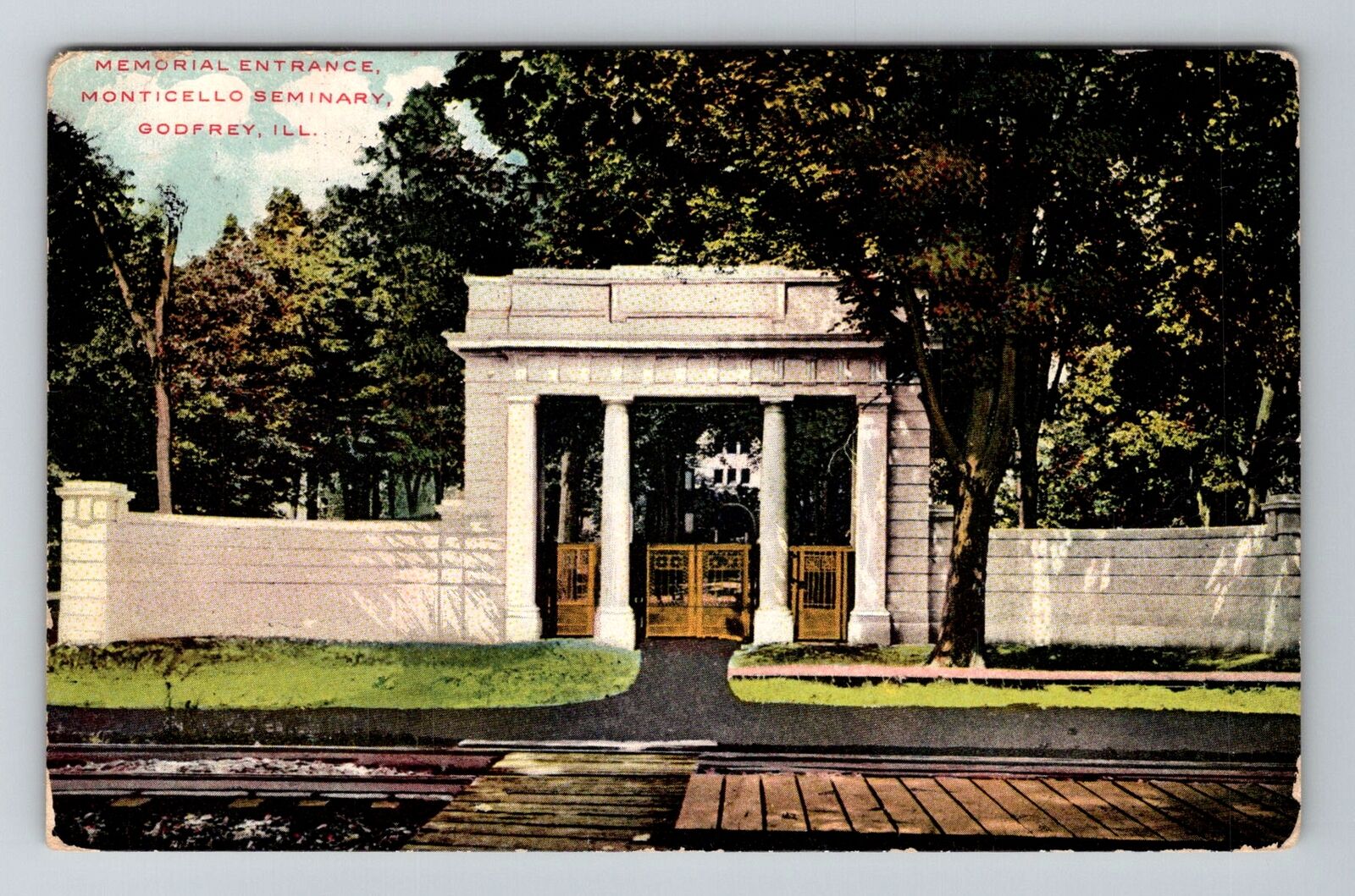 Godfrey, IL-Illinois, Monticello Seminary Entrance c1908, Vintage Postcard