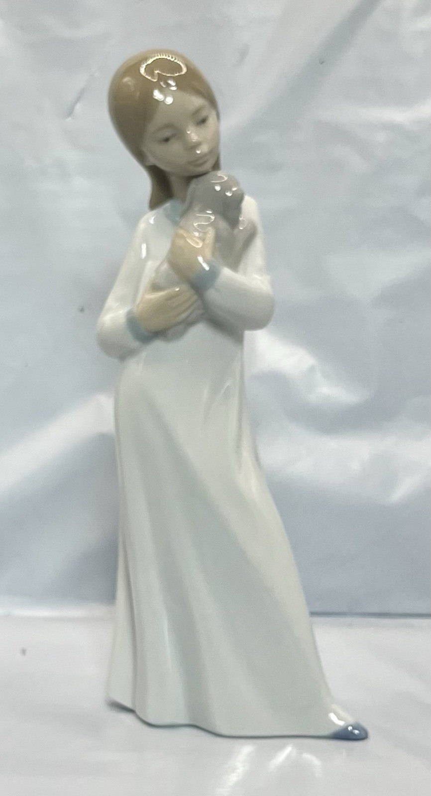 NAO by Lladro Girl Holding Puppy Porcelain Figurine Made in Spain Vintage