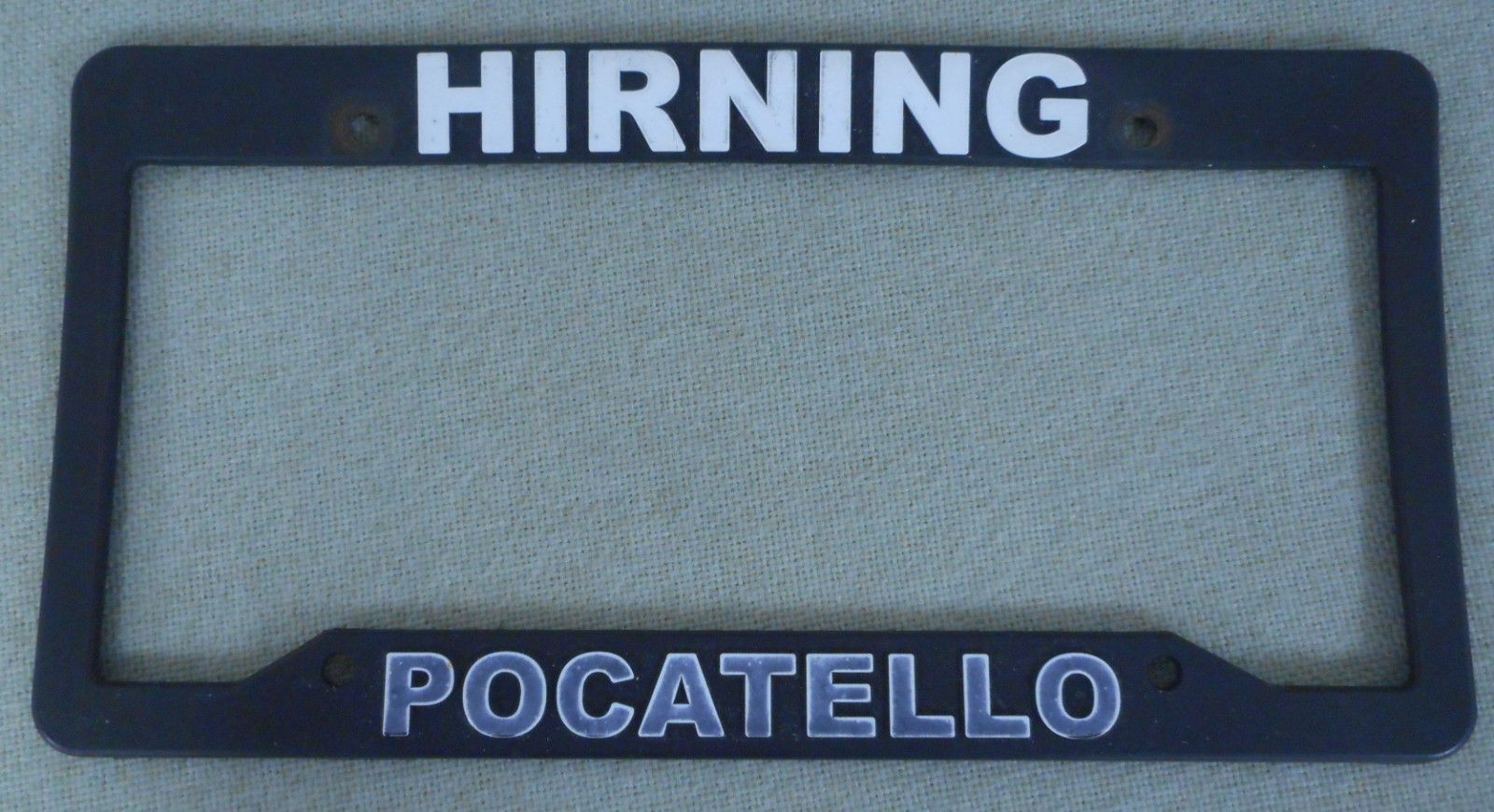 Hirning Buick/GMC Pocatello, Id., Plastic Dealer License Plate Frame