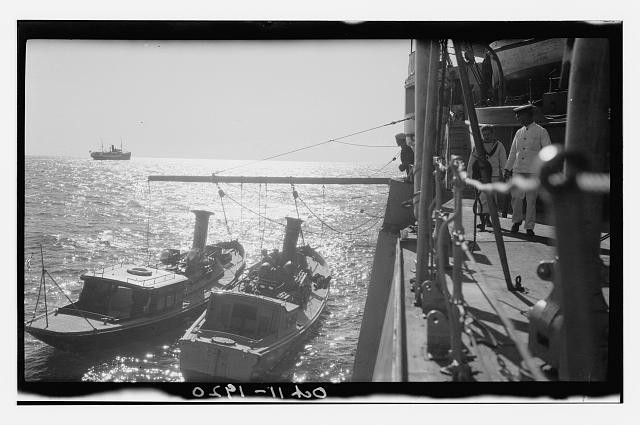 Photo:Ship Deck Boats at Sea 1920 Naval Sailors