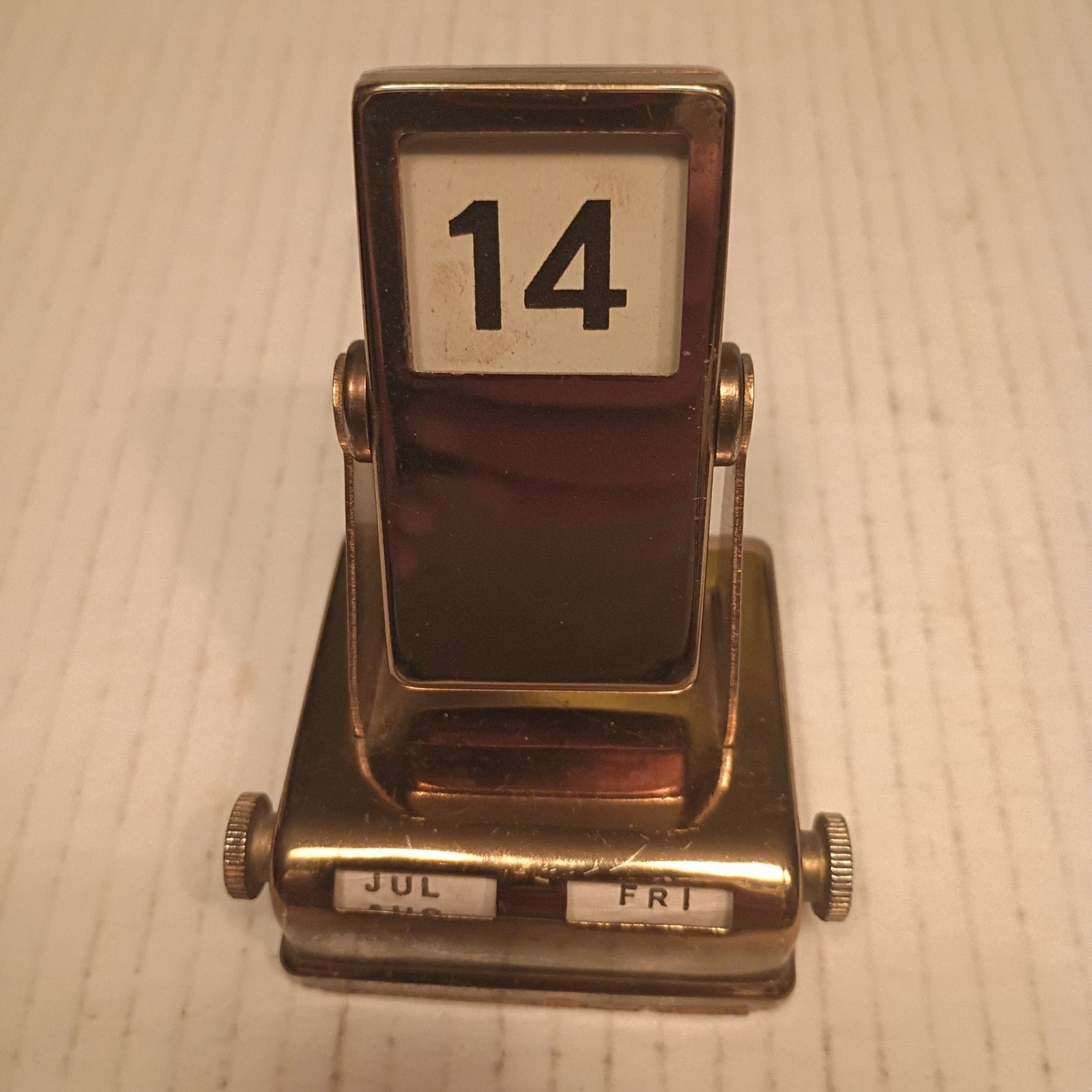  Vintage Metal Perpetual Flip Calendar 1950s Brassy Metal Japan Desktop
