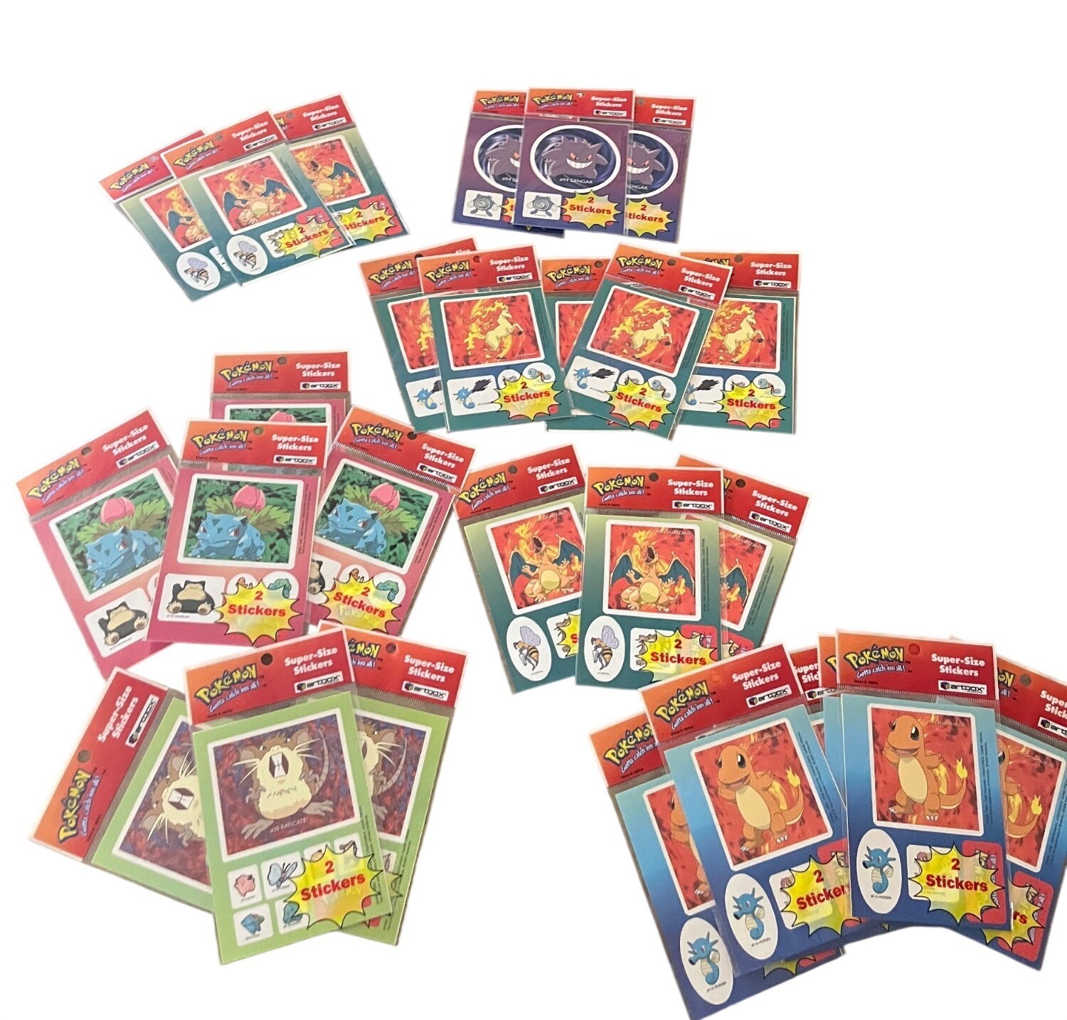 Pokemon Super-Size Stickers 1999 Nintendo trademark lot of 27 packs unopened VTG
