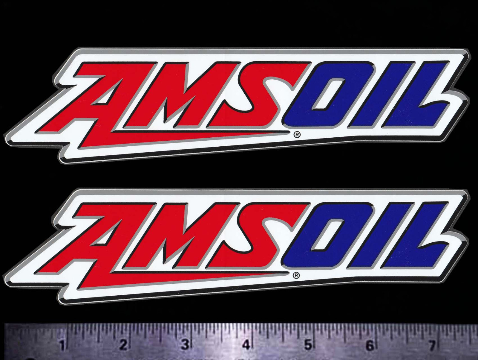 AMSOIL - Set of 2 Original Vintage Racing Decals/Stickers - 7.50 inch - MX ATV