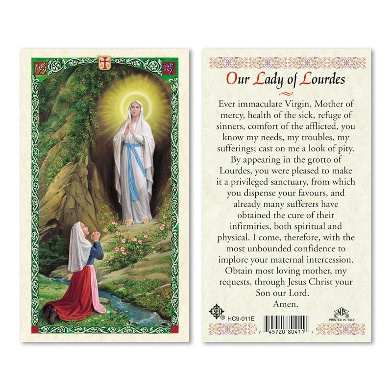 Our Lady of Lourdes Laminated prayer card