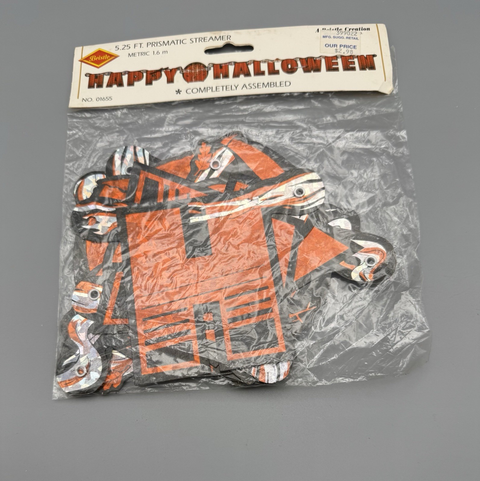 Vintage 1995 Beistle Happy Halloween Prismatic Streamer Banner NIP Retro #01655 Vintage 1995 Beistle Happy Halloween Prismatic Streamer Banner NIP Retro #01655