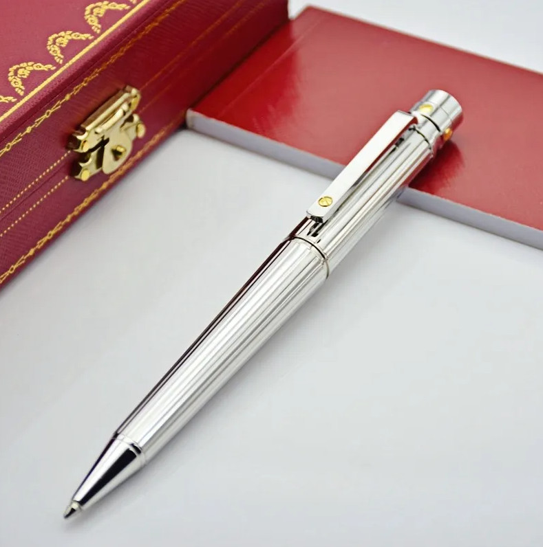ON SALE Cartier Santos Ballpoint Pen Silver Finish Luxury Writing Instrument New