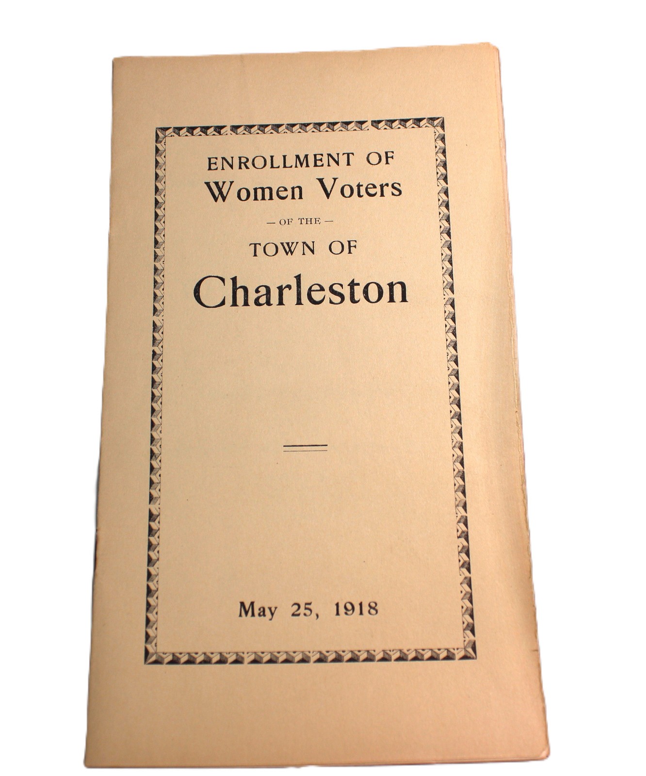 Rare Original 1918 Women's Suffrage Voter Enrollment Booklet Charlston, NY