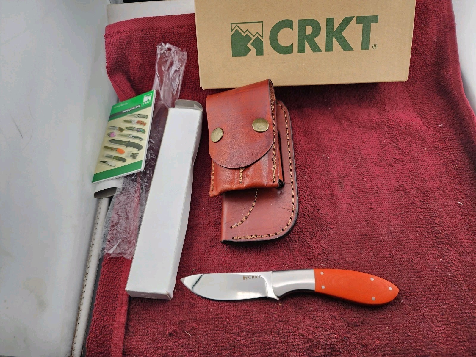  CRKT 2840 2-Shot Kommer Orange Handle Knife, NOS, Discontinued Model