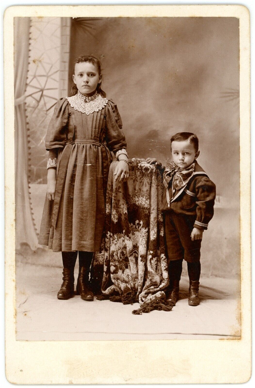 Antique Circa 1880s Cabinet Card Siegfried Adorable Boy & Girl Quakertown, PA