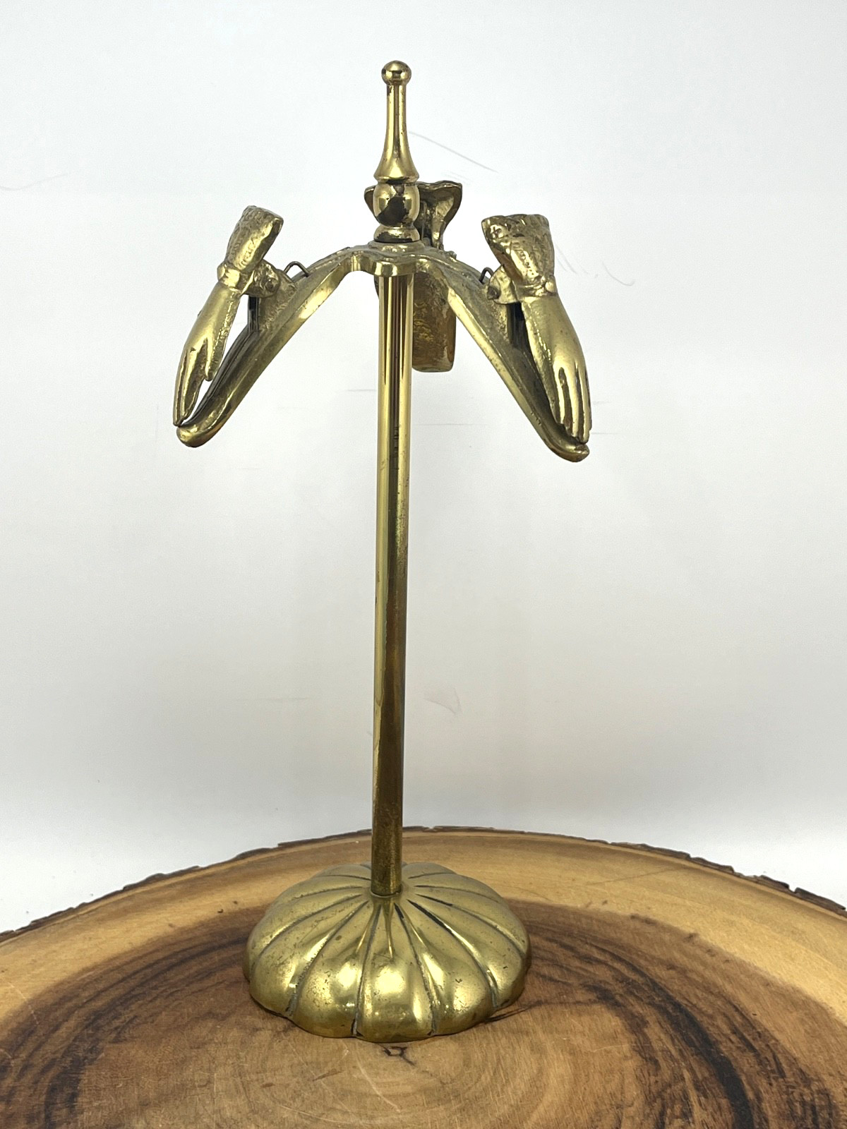 Vintage Victorian Brass 3 Hand Glove Clip Stand by Glo Mar Art Works