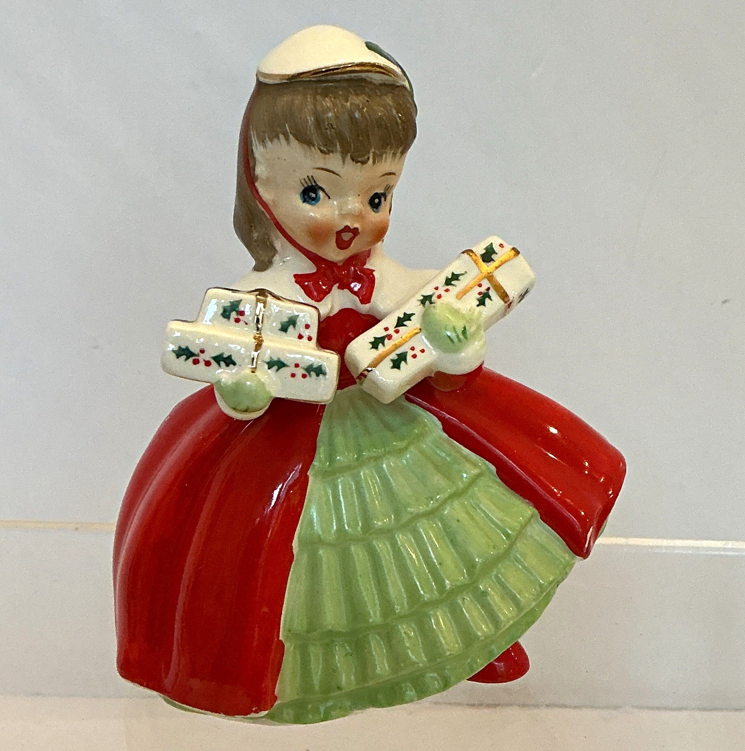 Vintage Mid Century Napco Christmas Shopper Girl W/ Presents Planter 1956 Vintage Mid Century Napco Christmas Shopper Girl W/ Presents Planter 1956