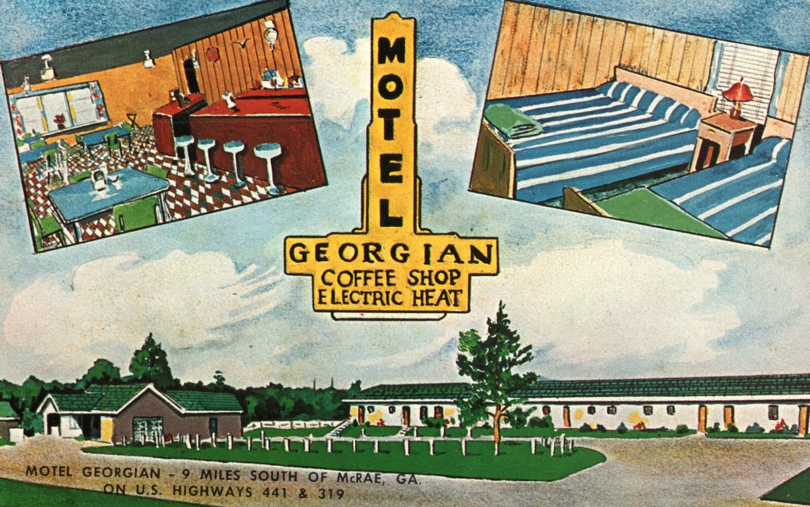 Motel Georgian 9 Miles South of McRae GA On US Highways 441 & 319 Postcard