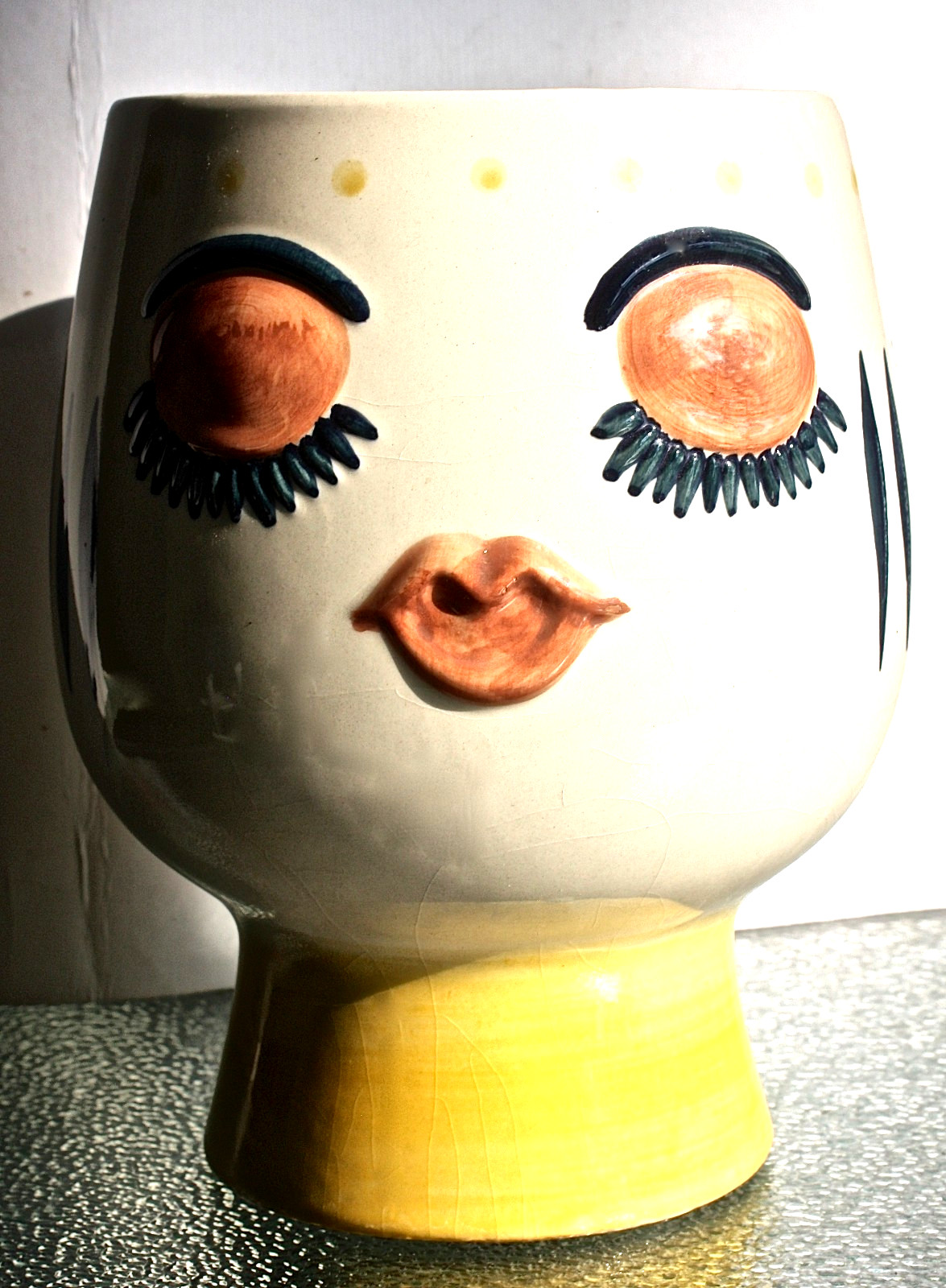 Vintage Lady Head Planter Vase Hand Painted - Sage Brook Home 8”