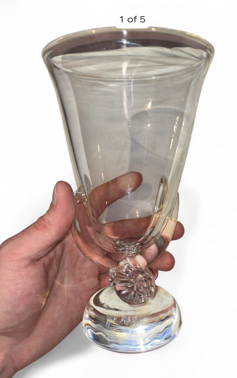Vintage Steuben Nautilus Crystal Art Glass Vase George Thompson Signed 1940’s