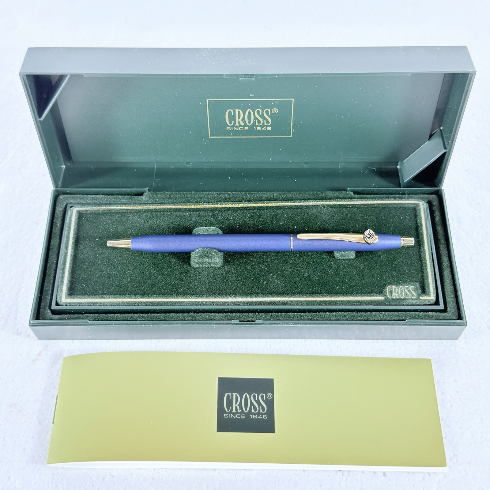 Cross Classic Century Satin Blue Gold Ballpoint Pen Model 2402 Made In USA