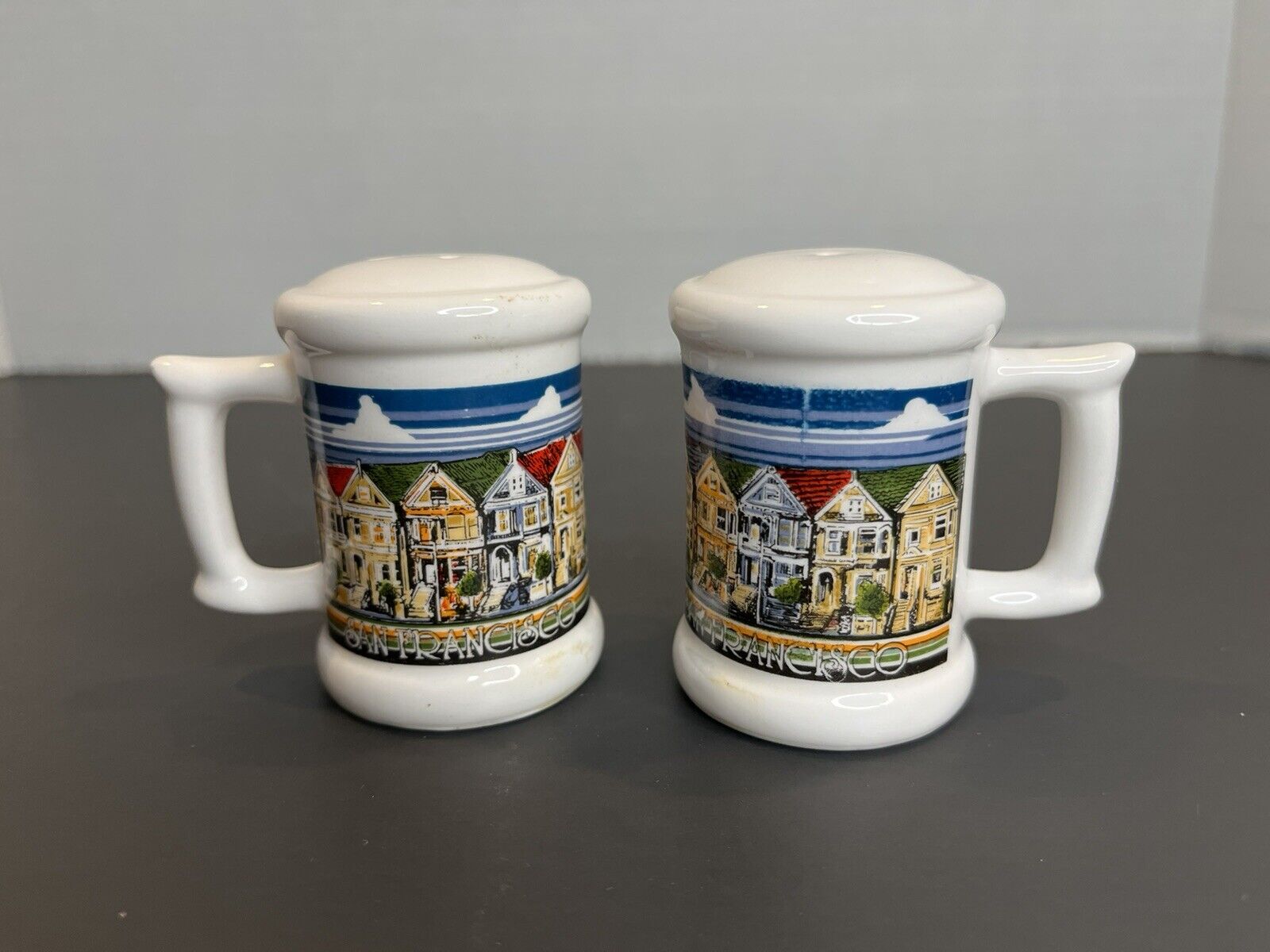 Vintage San Francisco Ceramic Salt And Pepper Shaker Souvenir Set,Made In Korea 