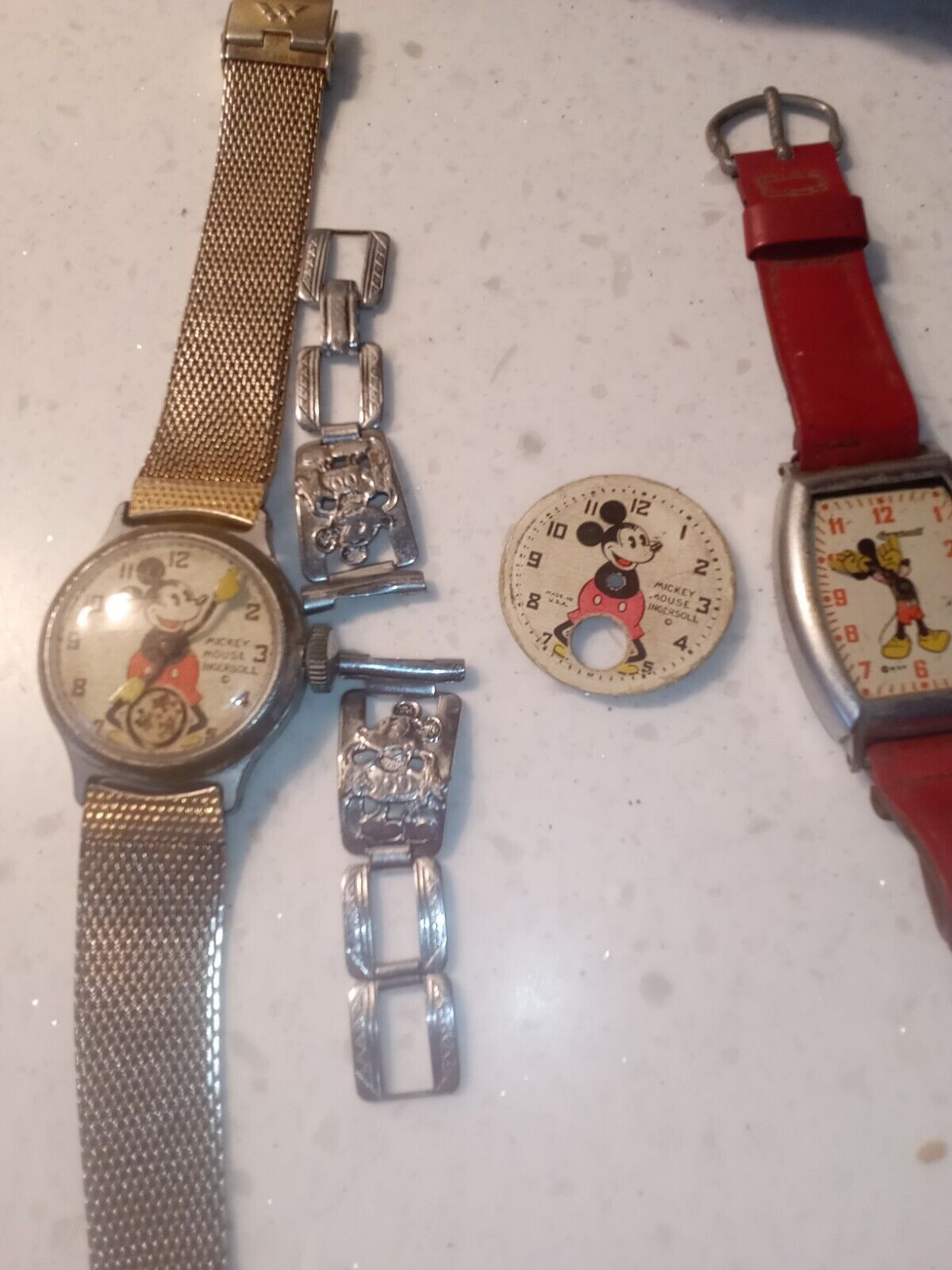 1930's & 1940s mickey mouse Ingersoll Watch for Parts Repair  Not Running 
