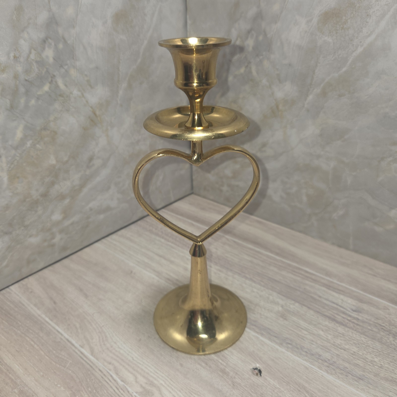 Vintage 8.5” Gold Heart brass  Candlestick Holder cottagecore bohemian decor