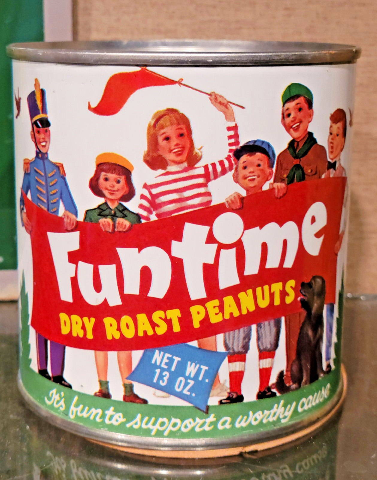 MINTY 1960s FUN TIME PEANUTS 13 OUNCE TIN CAN BEATRICE FOODS ST PAUL MINNESOTA