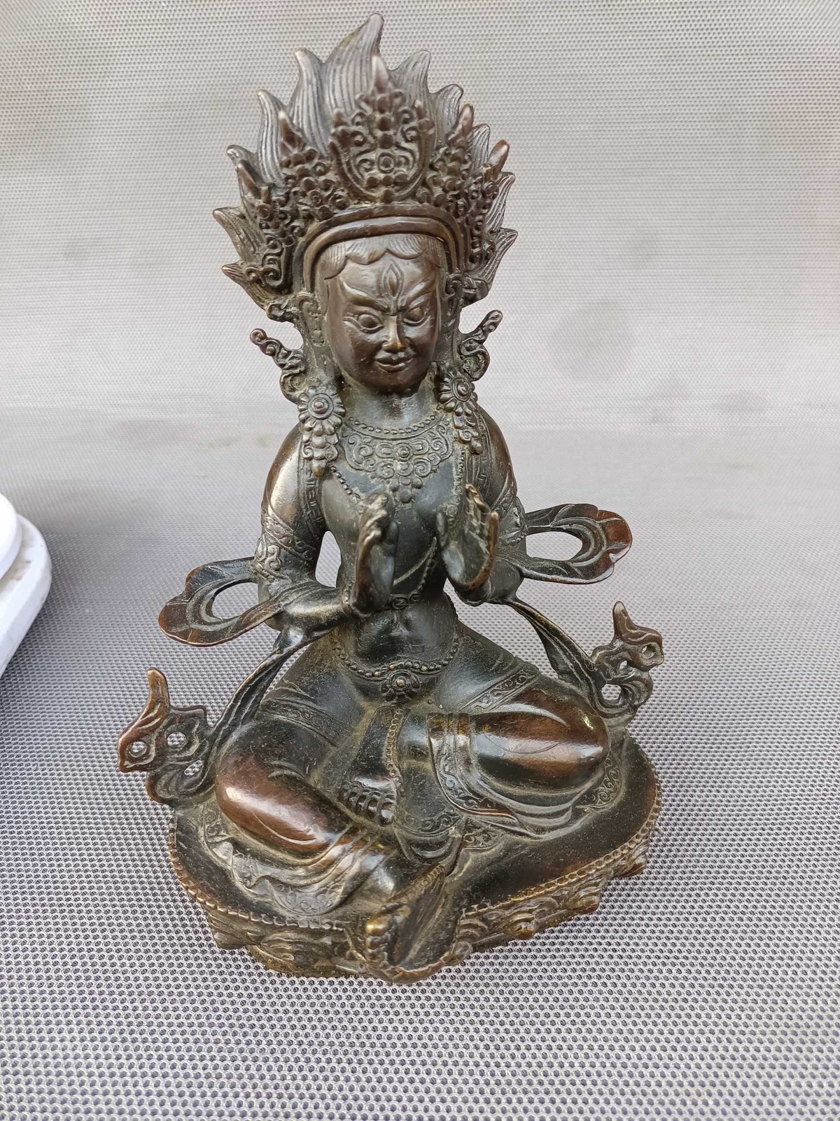 Antique Bronze Tibetan Buddha Statue Tantric Offering Bodhisattva Home Ornaments