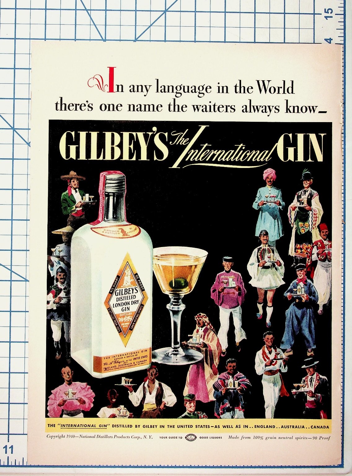 1940 Gilbey\'s Gin Vintage Magazine Ad \