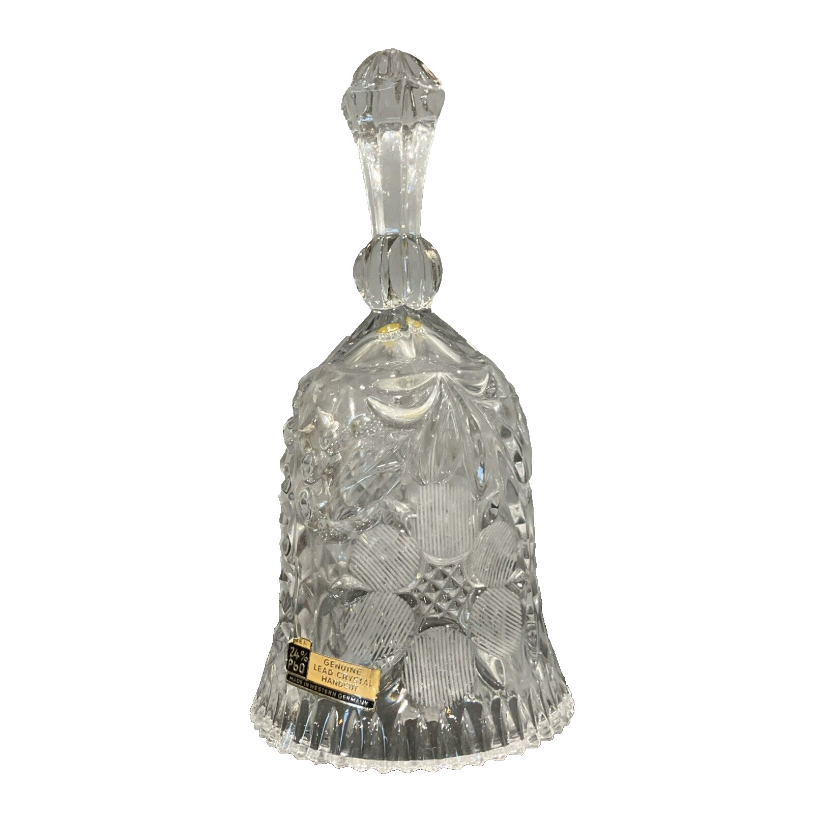 PbO 24% Lead Crystal Clear Hand Cut Glass Bell Western Germany 7 1/2\