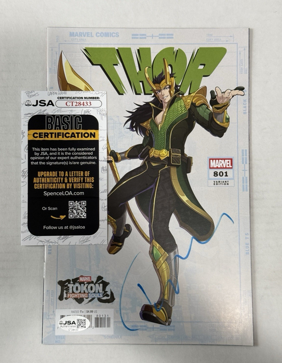 Tom Hiddleston LOKI signed JSA Authenticated Thor #801  Comic Book  #35