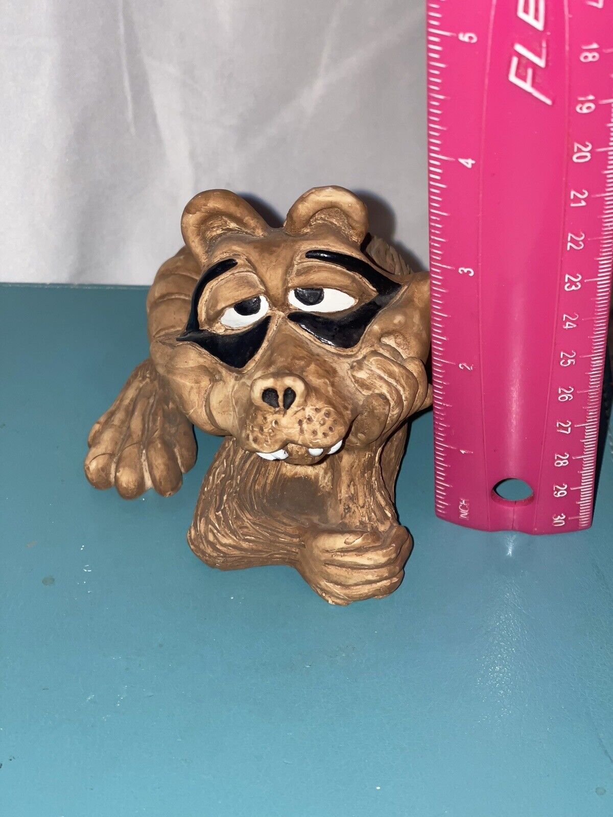 Estate Raccoon Figurine Find Ceramic Vintage Goofy Buck Teeth Fun