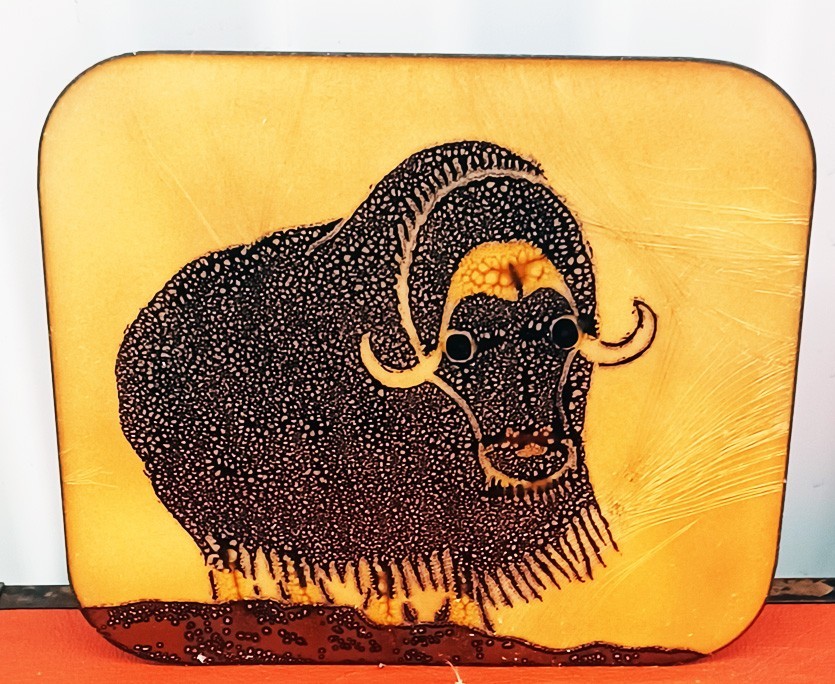 Vintage 1970\'s Canadian Eskimo Inuit Art Enamel on Copper Musk Ox Mid Century Vintage 1970\'s Canadian Eskimo Inuit Art Enamel on Copper Musk Ox Mid Century