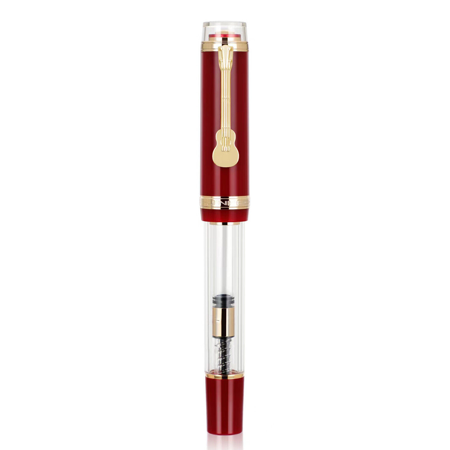 Jinhao 1935 Fountain Pen #8 F/M Nib with Guitar Clip, Red Resin Writing Gift Pen