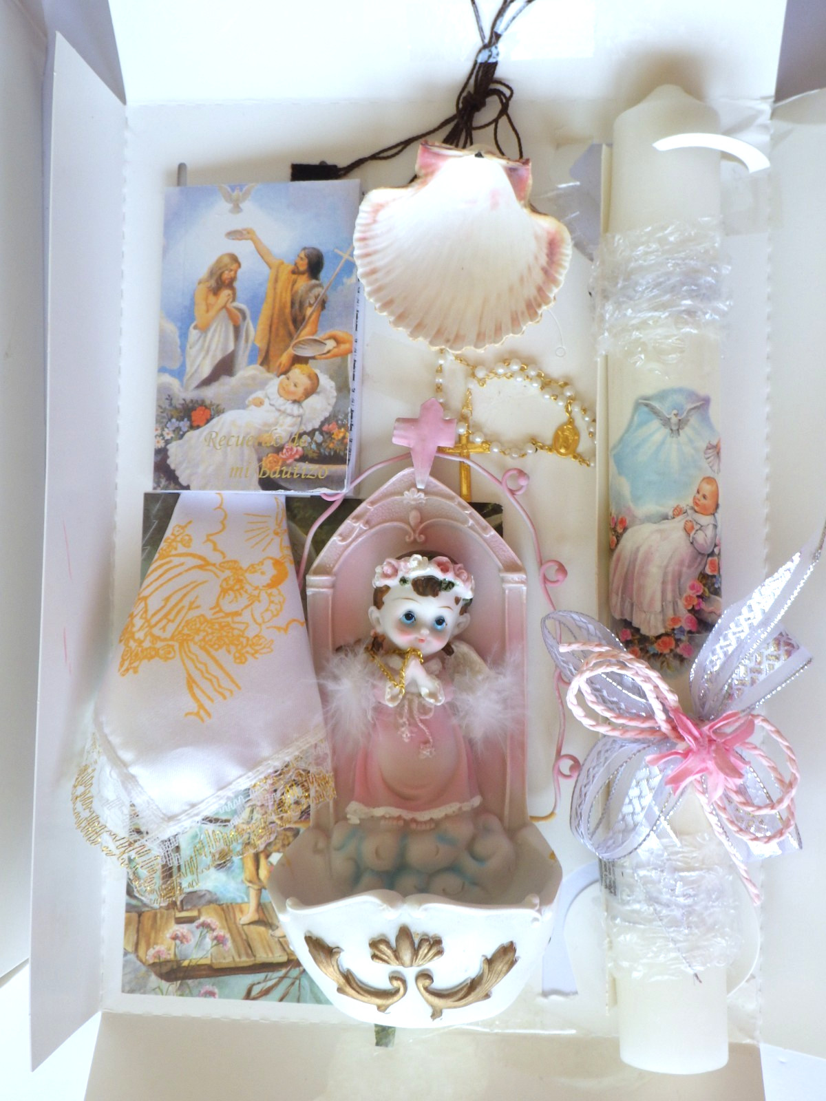 Girls Christening Baptism Candle Box Gift Set Missal Spanish Vela Bautizo