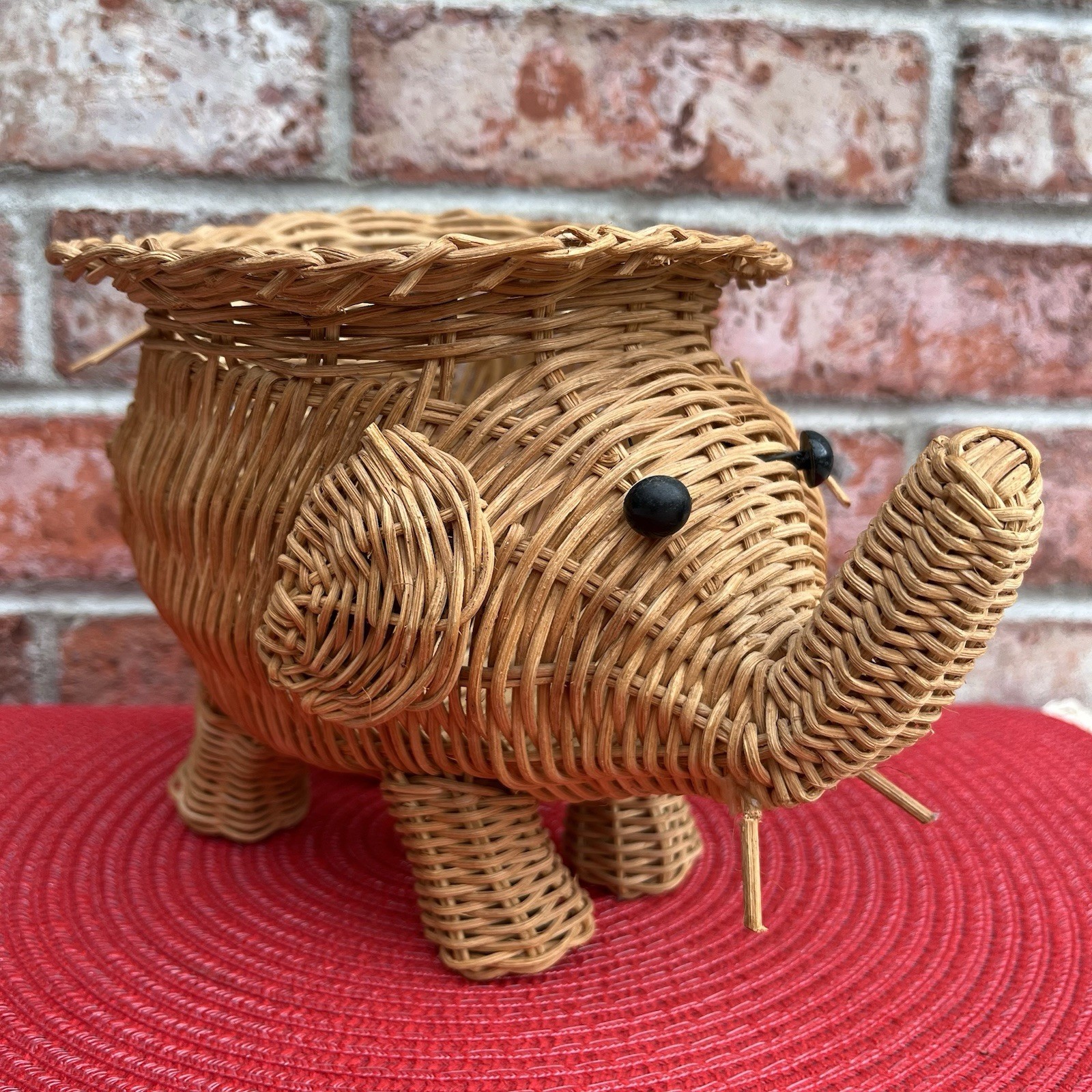 Wicker Elephant Basket VTG Planter Natural Rattan Plant Holder Boho Cottagecore Wicker Elephant Basket VTG Planter Natural Rattan Plant Holder Boho Cottagecore