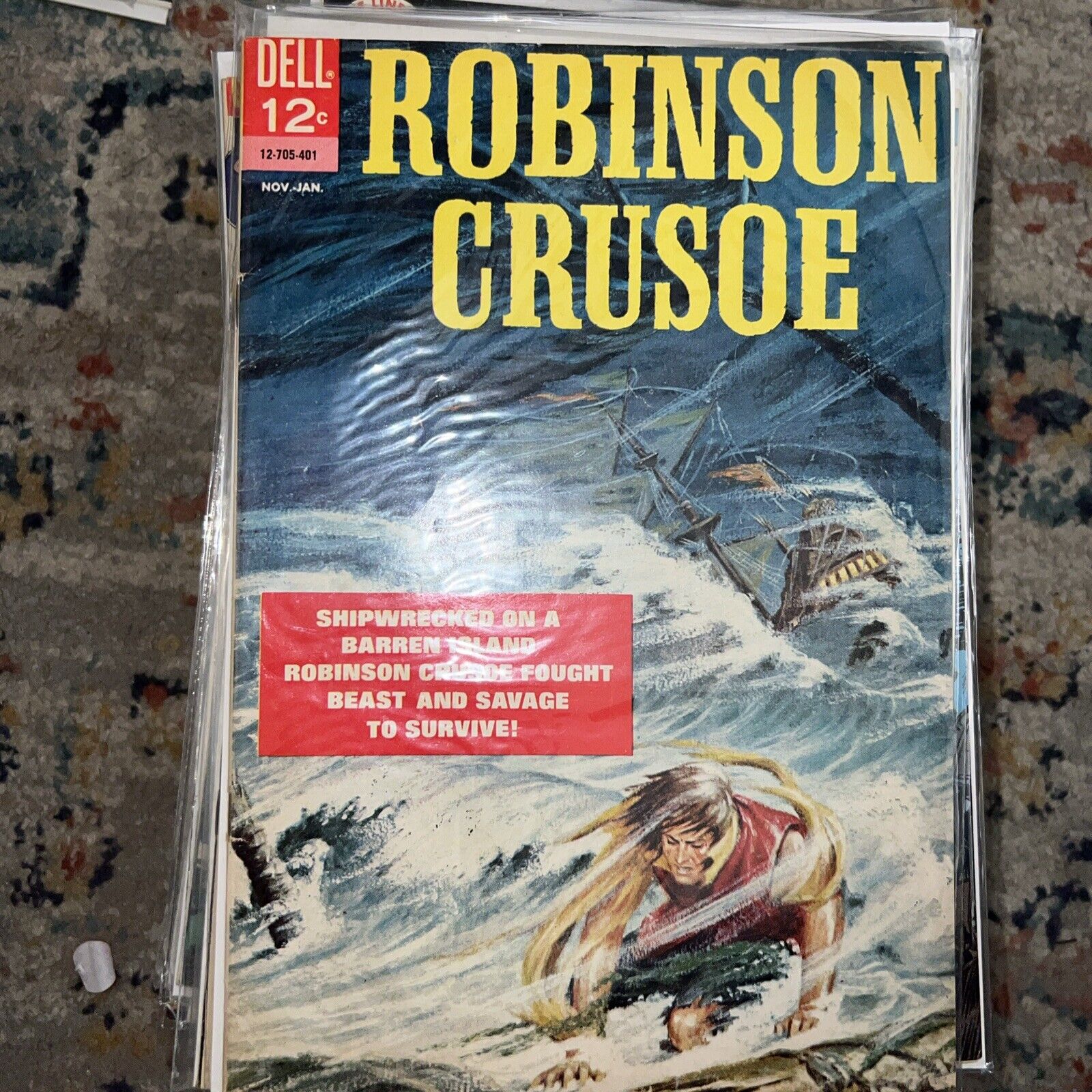 Robinson Crusoe #1 Dell comic book 1960s painted cover silver age 🔥