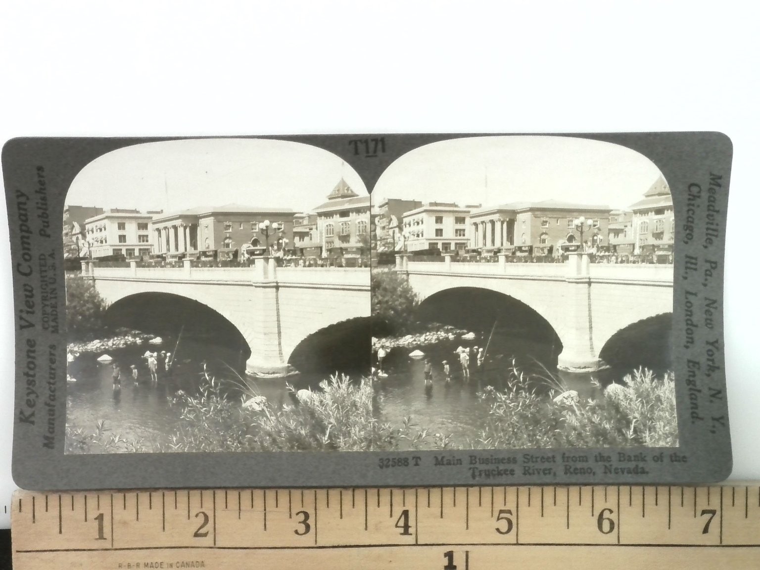 Reno Nevada Stereoview Keystone View Co. Truckee River Main Street 1900s
