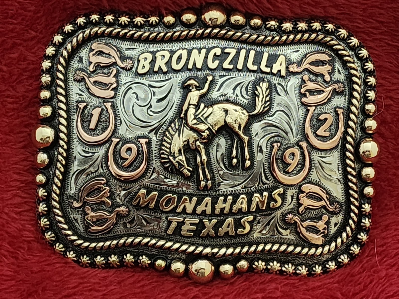 Bronczila Bronc Riding X~Treme Rodeo Champion Trophy Buckle☆Monahans Tx☆1992☆951