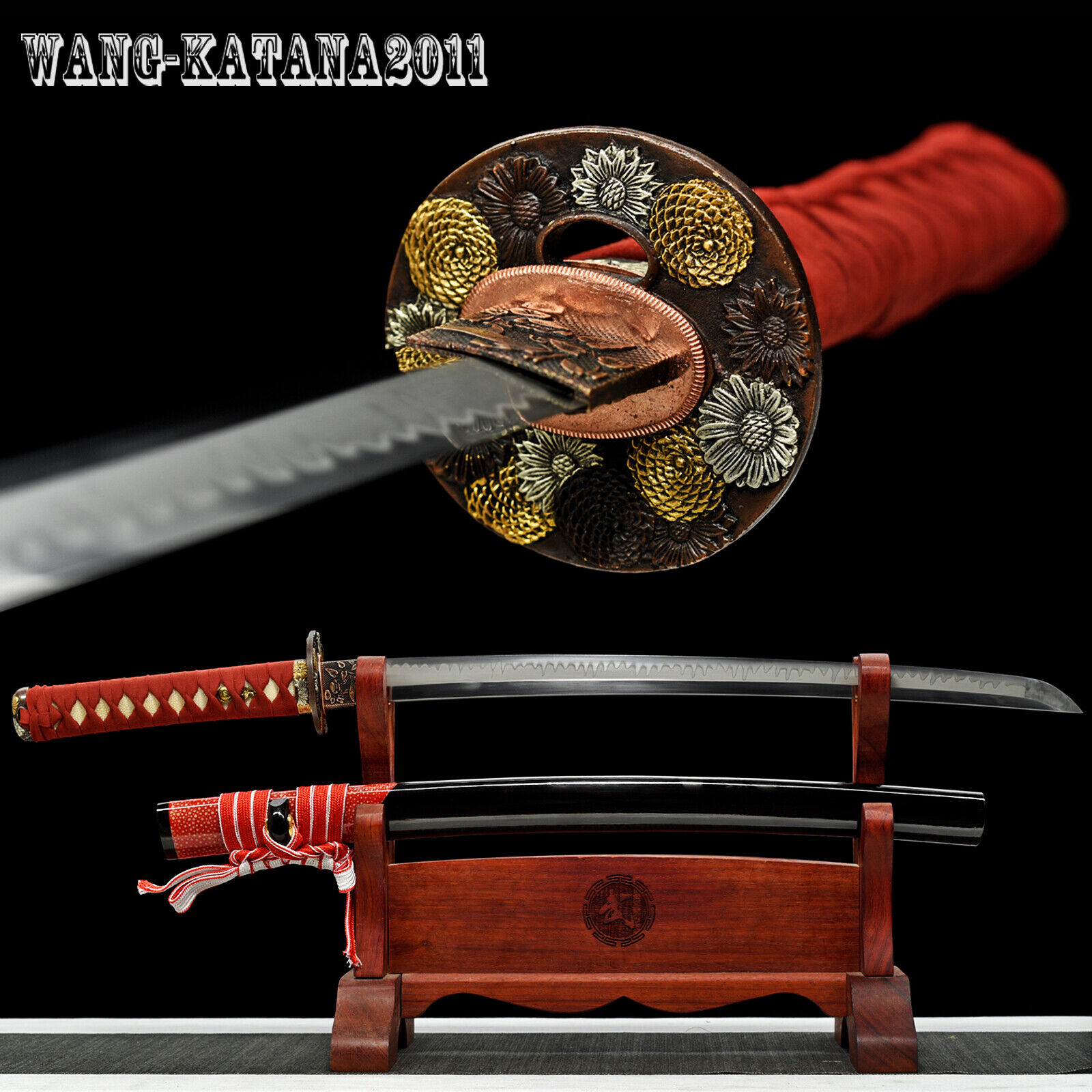 High End Wakizashi Clay Tempered T10 Steel Handmade Japanese Samurai Sharp Sword