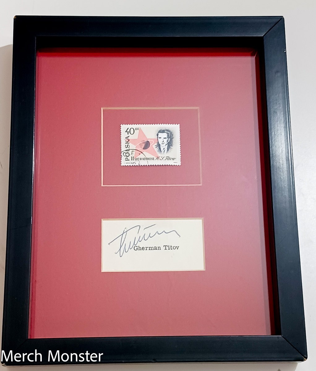 Gherman Titov Signed Autographed Cut Framed w/ USSR Stamp | Vostok 2 Cosmonaut