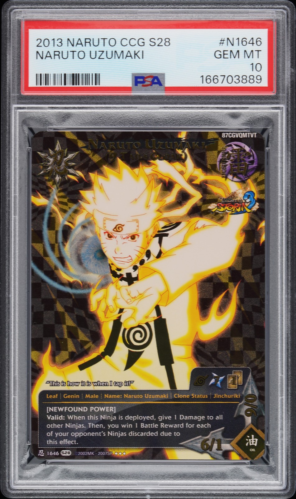 2013 #N1646 NARUTO UZUMAKI (9 TAILS CLOAK) PSA 10