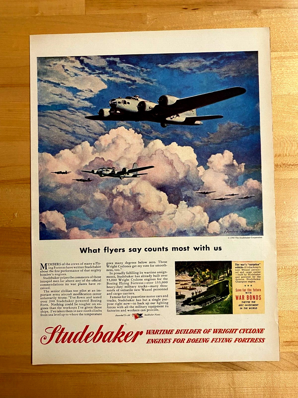 1945 Print Ad Studebaker Boeing B-17 WW2 10