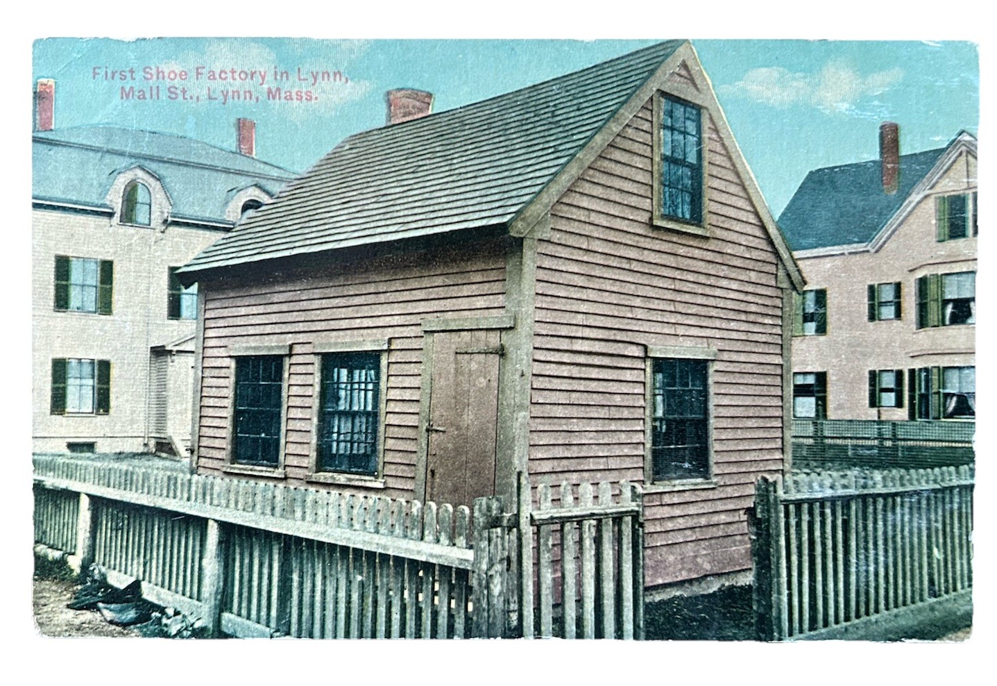 LYNN MA MASS~First Shoe Factory on Mail Street~Unused Vintage Postcard
