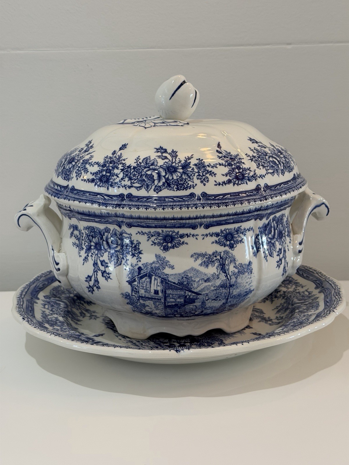 Davenport Staffordshire England 1836 Blue Transferware Bowl~Underplate RARE