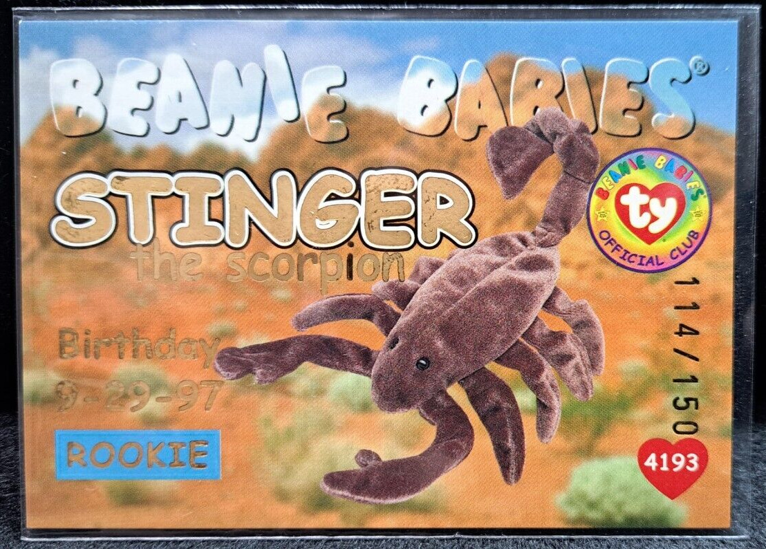 TY Beanie Baby Trading Card, Birthday S1, #46 Stinger GOLD # 114/150 - RARE
