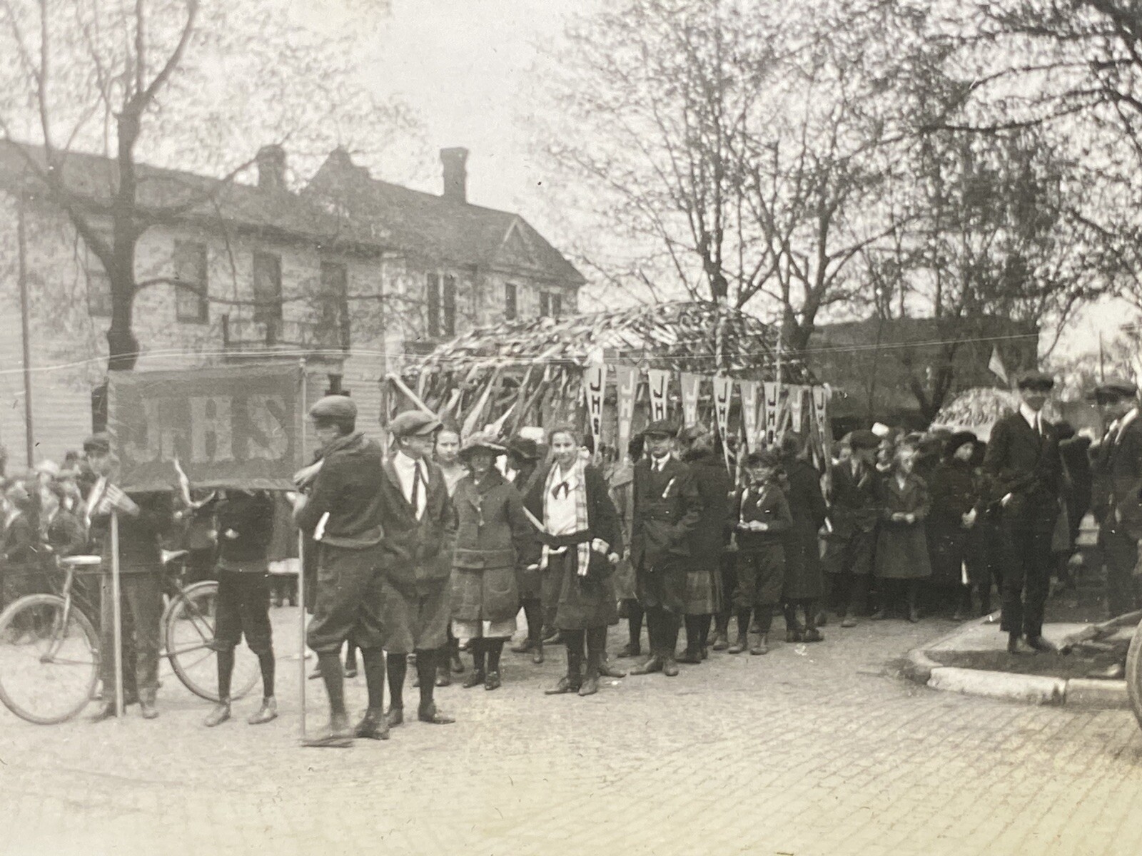 High School Parade Antique Snapshot Photo c. 1919 - Marion Indiana