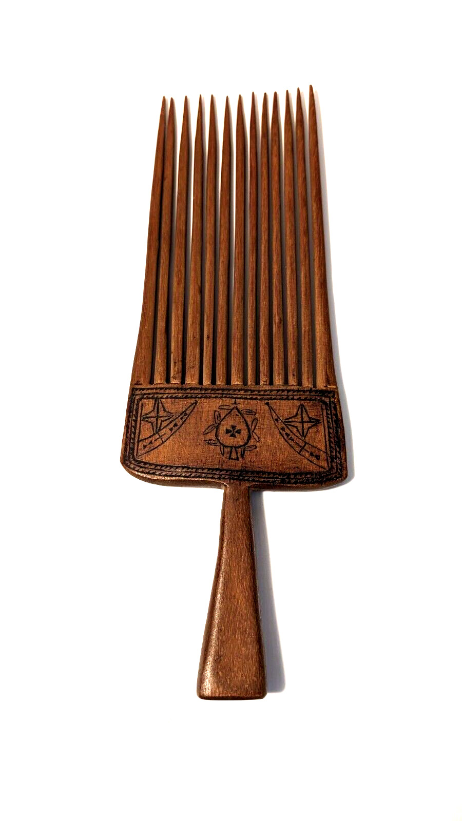 Rare, antique, Pacific Islands handmade wooden hair pick.