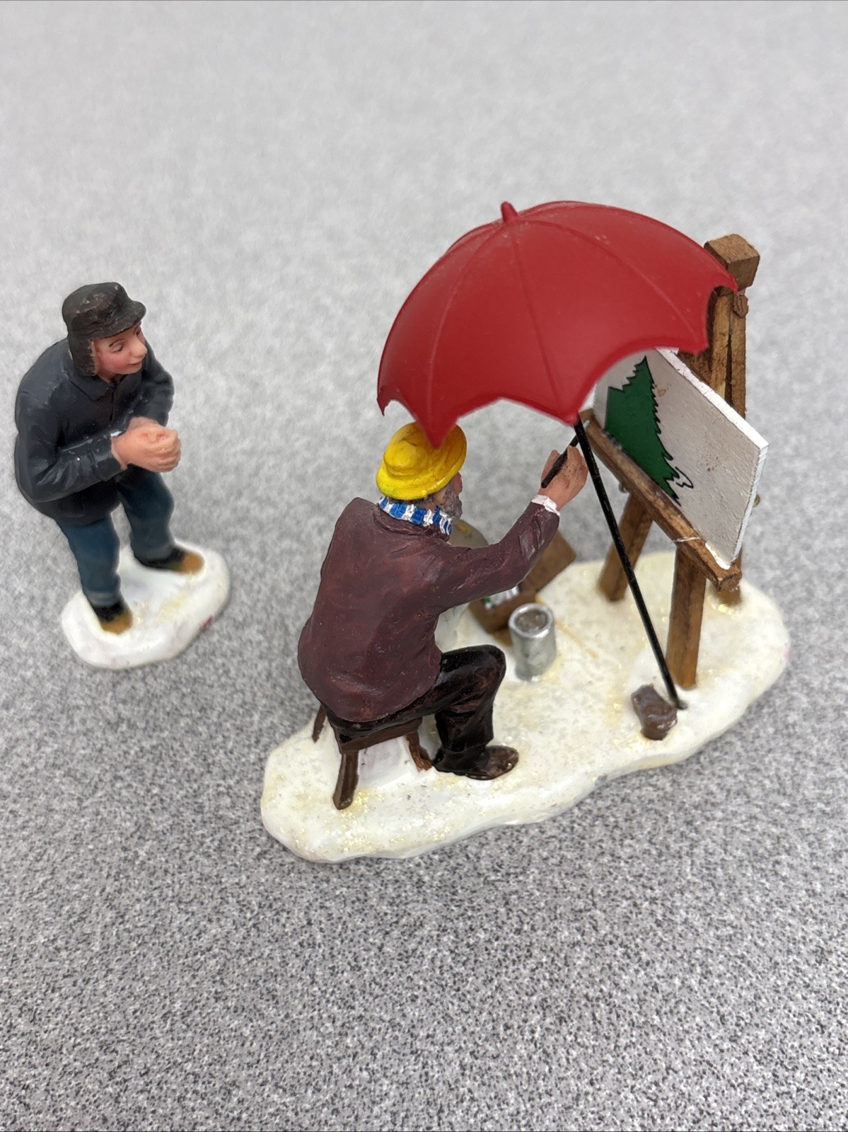 VTG Retired Lemax Christmas Village  Painting A Winter Scene 2001 Figures 12497