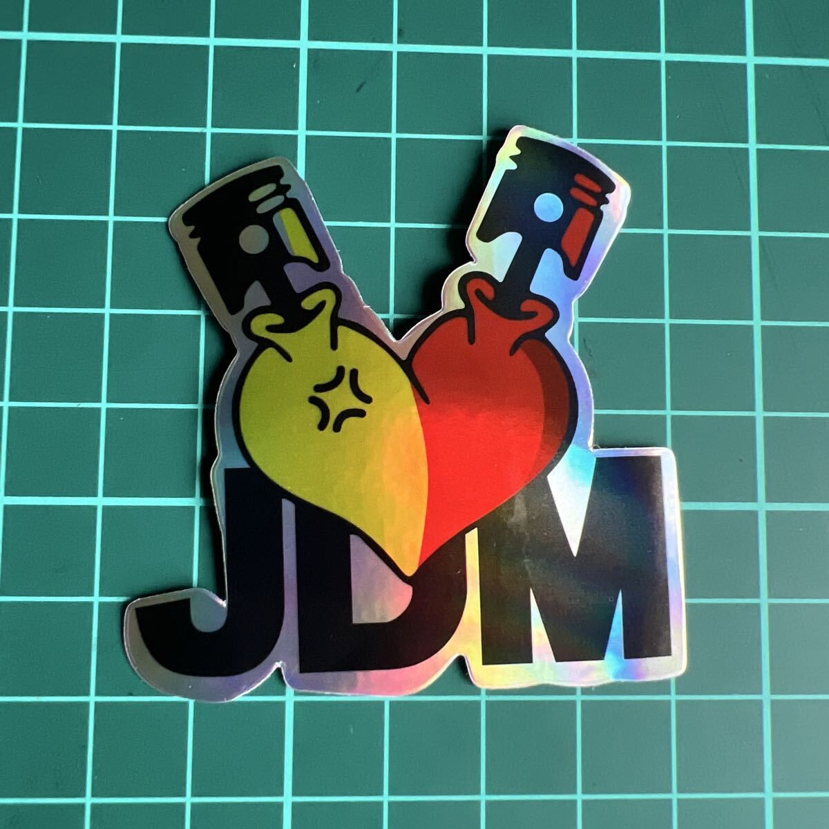 JDM piston heart hologram sticker decal for cars and motorcycles JDM motorcycle