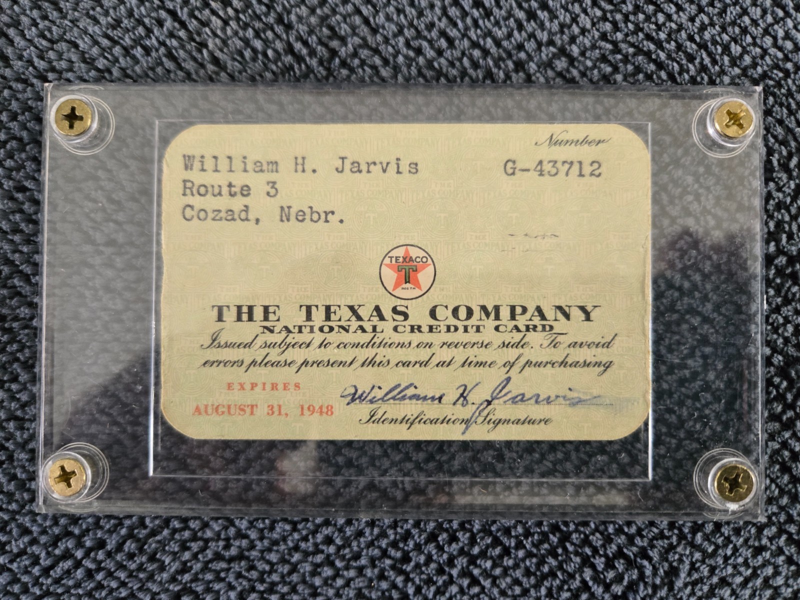 Rare Texaco The Texas Company Credit Card 1954 Excellent Condition Paper