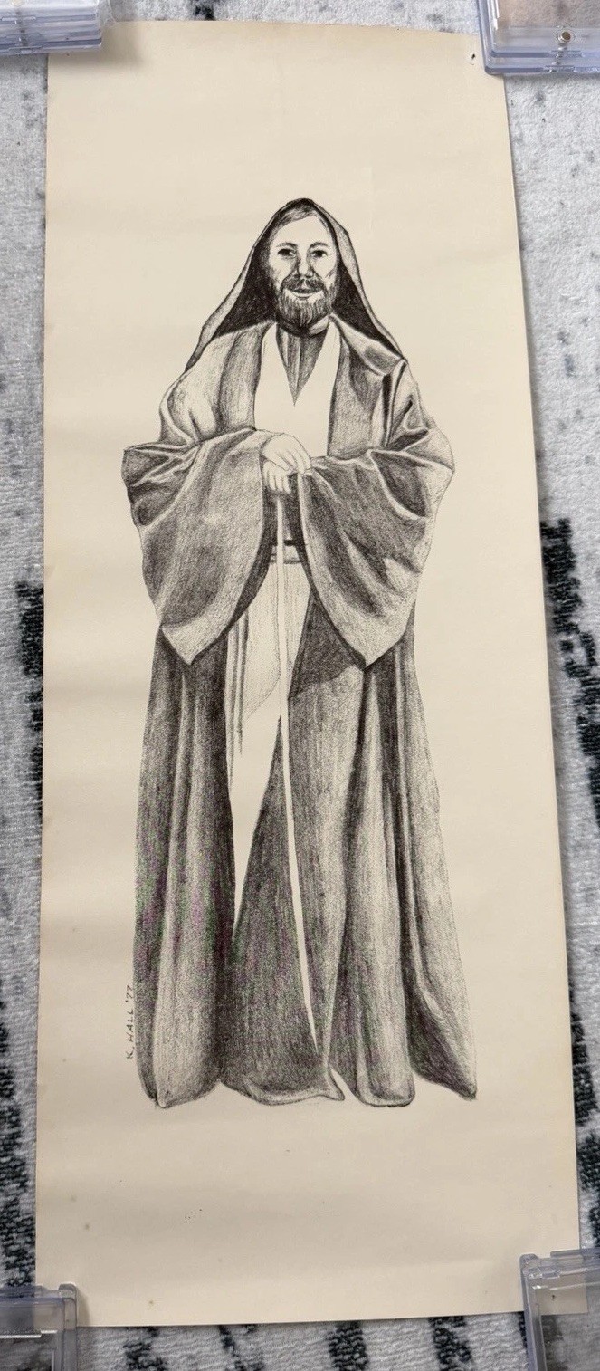 1977 Rare Pencil Sketch Drawing Star Wars Obi Wan Early Fan Art Era Please Read