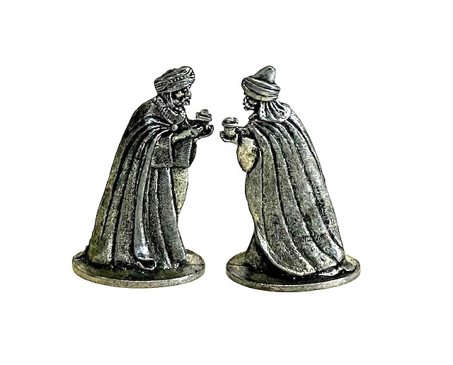 Metzke Miniature Pewter Wise Men Christmas Set of 2 Vintage