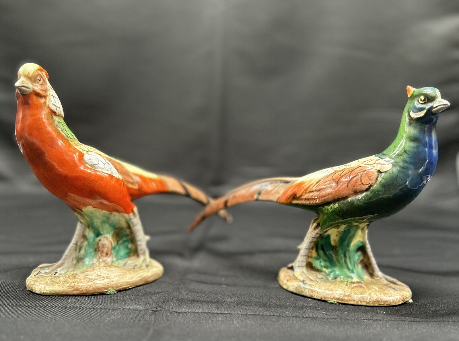 2 Vintage UGO  Zaccagnini Pheasants Italy Signed KB~Hand Painted.